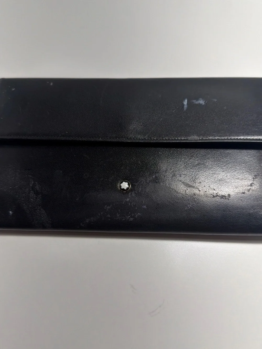 Mont Blanc Black Leather Continental Wallet with Star Emblem